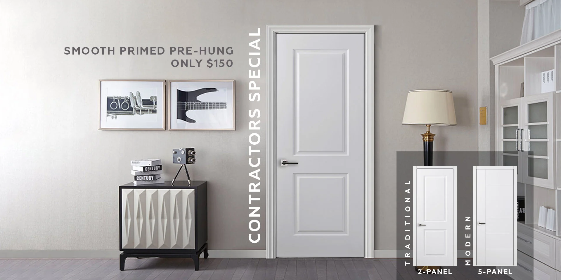 Primed smooth interior doors